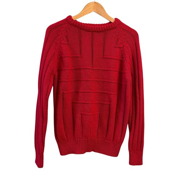Vintage Sweater Size M JCPenney Men Store Red Geometric Weave - Picture 1 of 7